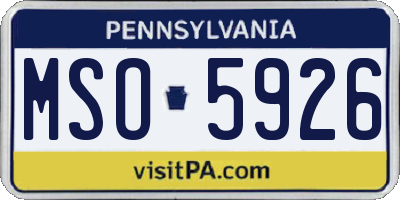 PA license plate MSO5926