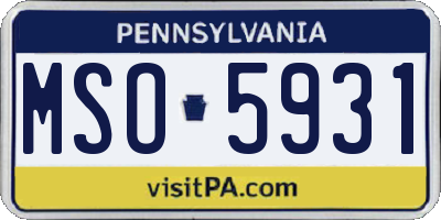 PA license plate MSO5931