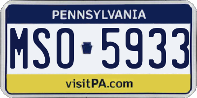 PA license plate MSO5933