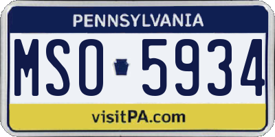 PA license plate MSO5934
