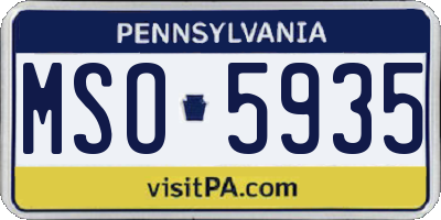 PA license plate MSO5935