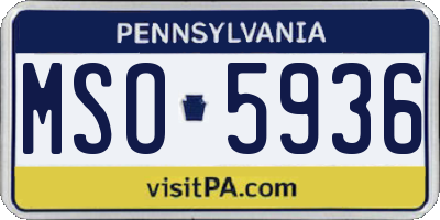 PA license plate MSO5936