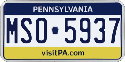 PA license plate MSO5937