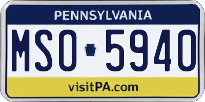PA license plate MSO5940