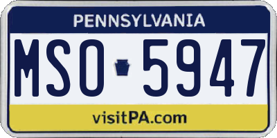 PA license plate MSO5947