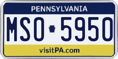 PA license plate MSO5950