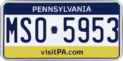 PA license plate MSO5953