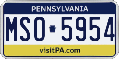 PA license plate MSO5954