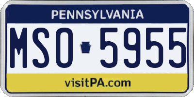 PA license plate MSO5955