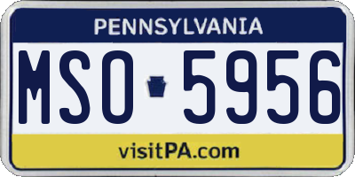 PA license plate MSO5956