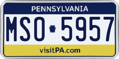 PA license plate MSO5957