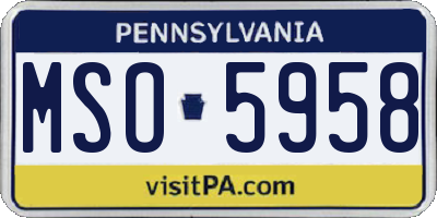 PA license plate MSO5958