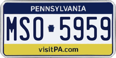 PA license plate MSO5959