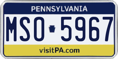 PA license plate MSO5967