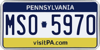 PA license plate MSO5970