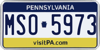 PA license plate MSO5973