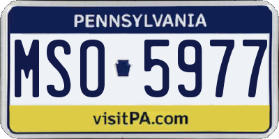 PA license plate MSO5977