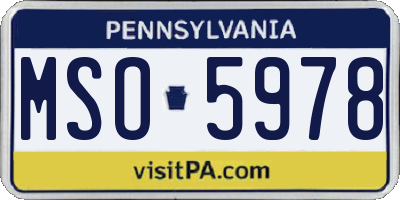 PA license plate MSO5978