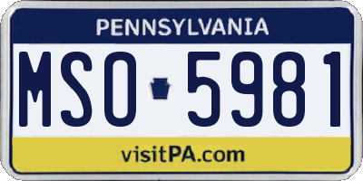 PA license plate MSO5981