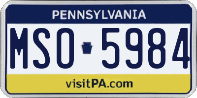 PA license plate MSO5984