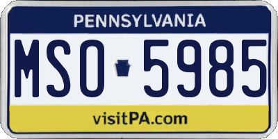 PA license plate MSO5985