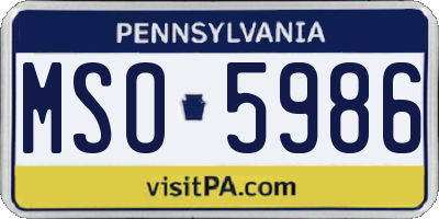 PA license plate MSO5986