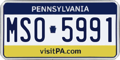 PA license plate MSO5991