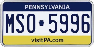 PA license plate MSO5996