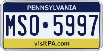 PA license plate MSO5997