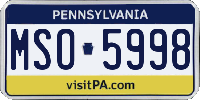 PA license plate MSO5998