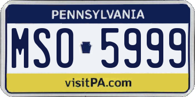 PA license plate MSO5999