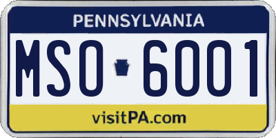 PA license plate MSO6001