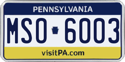 PA license plate MSO6003