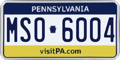 PA license plate MSO6004