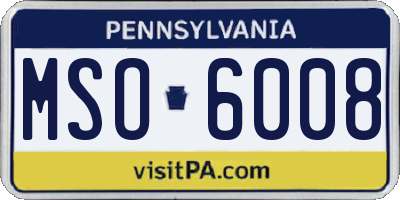 PA license plate MSO6008
