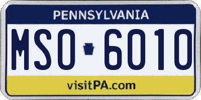 PA license plate MSO6010