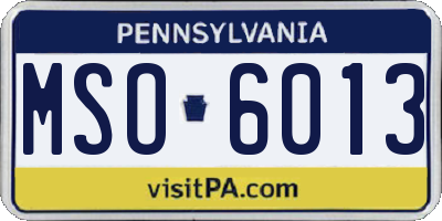 PA license plate MSO6013