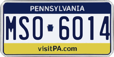 PA license plate MSO6014