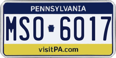 PA license plate MSO6017