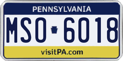 PA license plate MSO6018