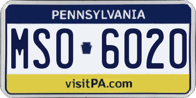 PA license plate MSO6020
