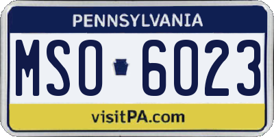 PA license plate MSO6023