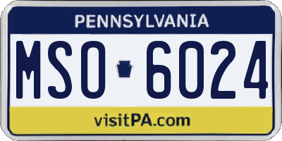 PA license plate MSO6024