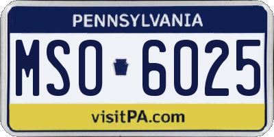 PA license plate MSO6025