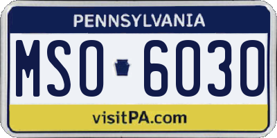 PA license plate MSO6030