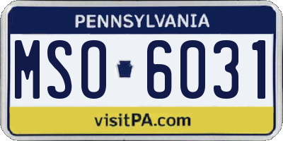 PA license plate MSO6031
