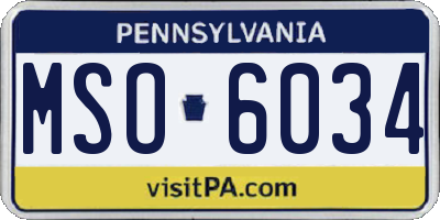 PA license plate MSO6034