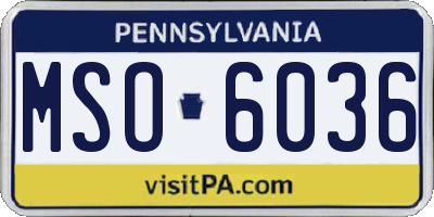PA license plate MSO6036