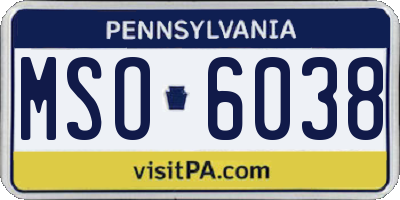 PA license plate MSO6038
