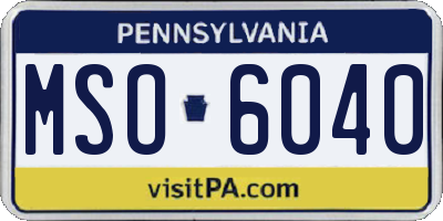 PA license plate MSO6040